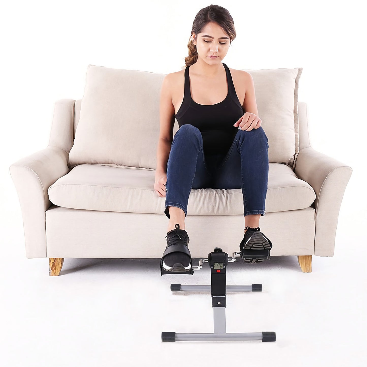 Foldable Pedal Exerciser with LCD Display for Home Office Gym