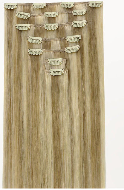 Seven-Piece Human Hair Wig Set for Women - Multiple Colors & Lengths
