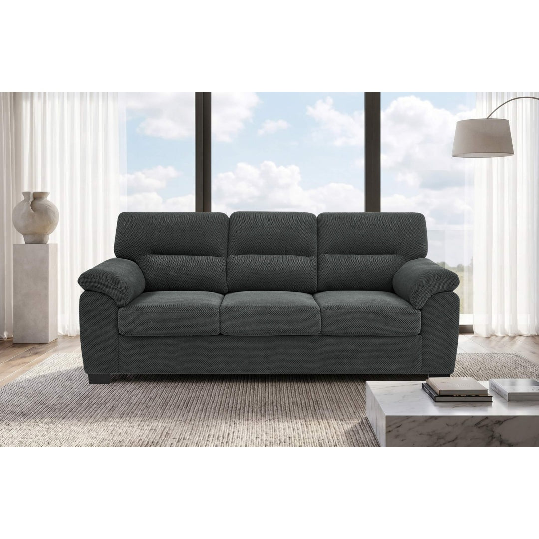 Modern Dark Gray 3-Seater Sofa - Comfortable Upholstered Couch