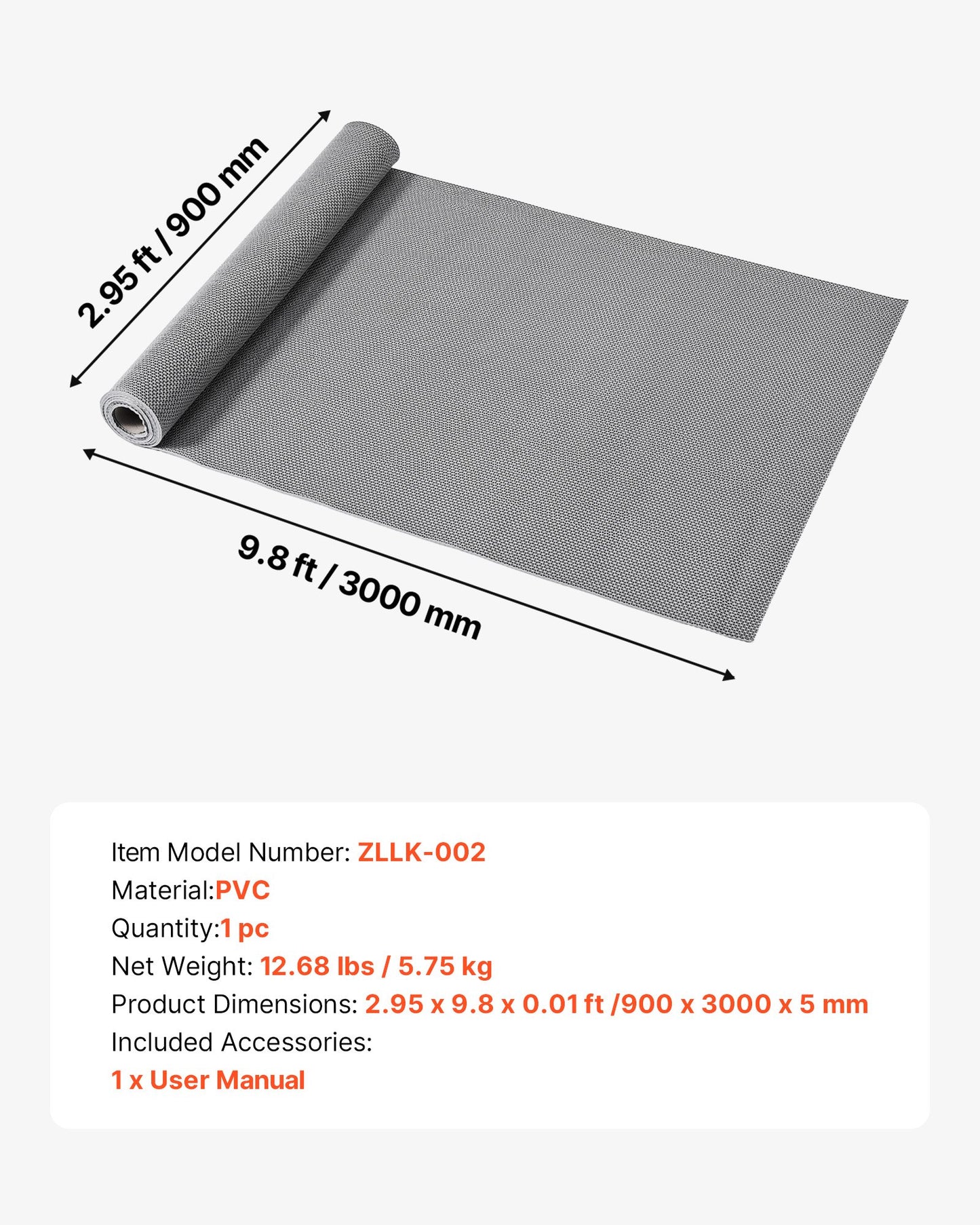 Black PVC Drainage Floor Mat 3x10 Ft Non Slip Wet Area Water Drain Splash Mat
