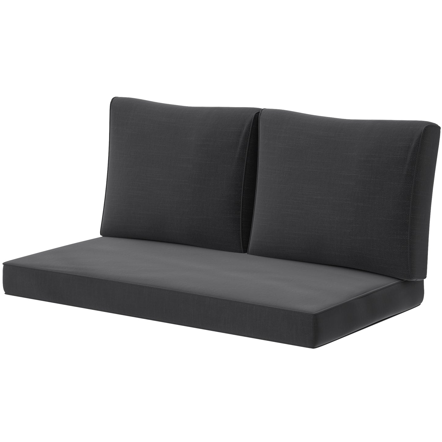 Outdoor Loveseat Cushion Set - Thick, Removable Covers, Black