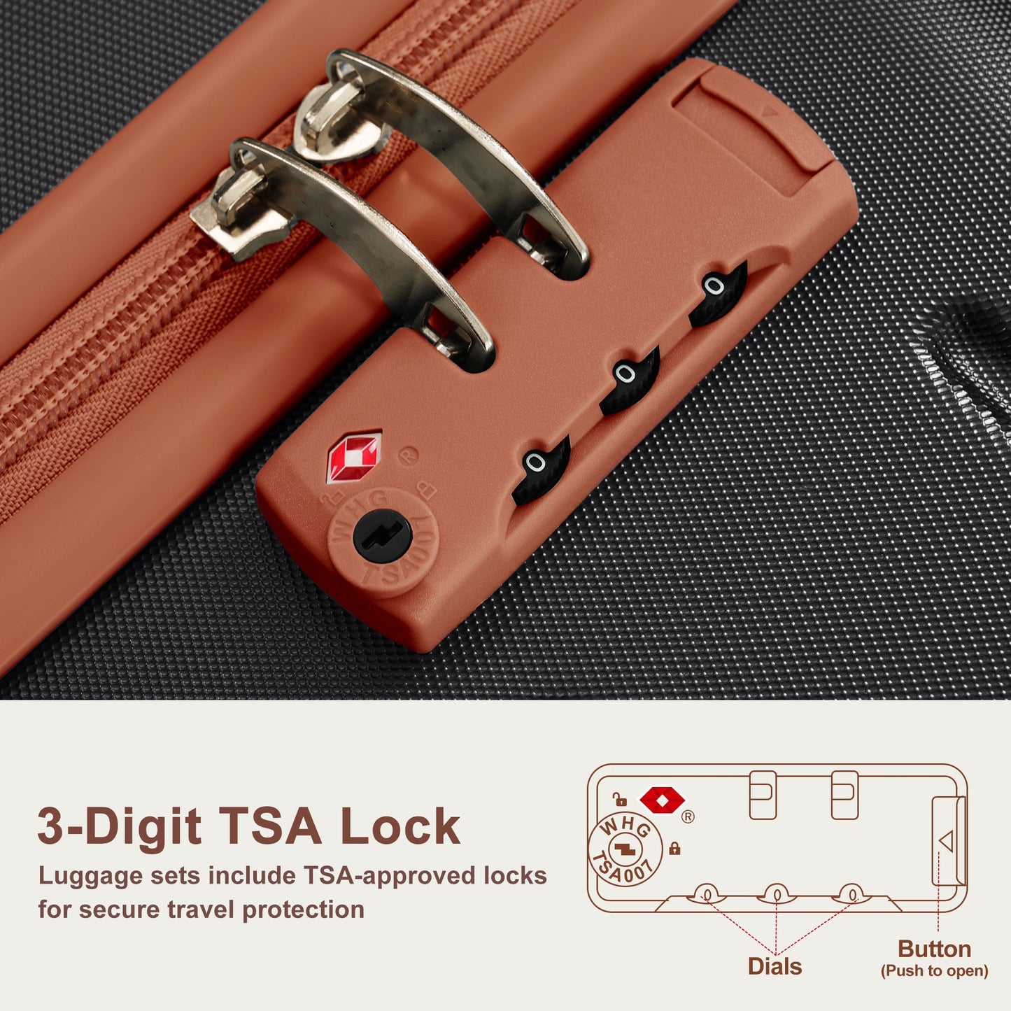 6-Piece Hardside Luggage Set with TSA Lock - Black