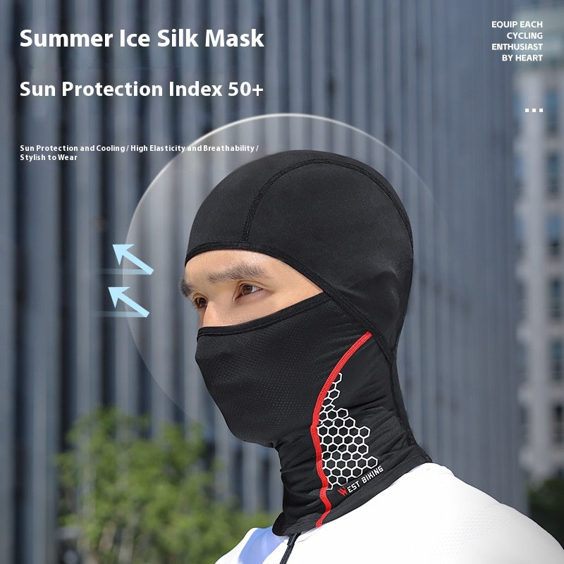 Ice Silk Full Face Sun Mask - Black