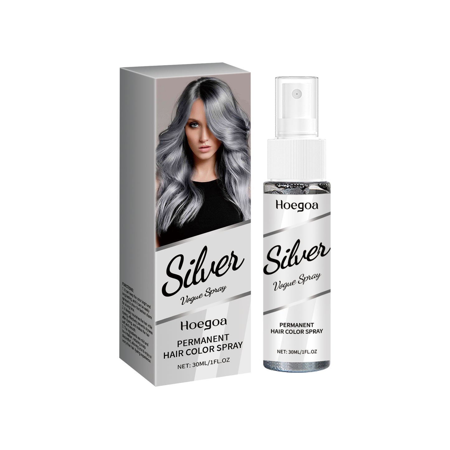 Silver Gray Hair Dye Spray 30ml for Temporary Hair Coloring