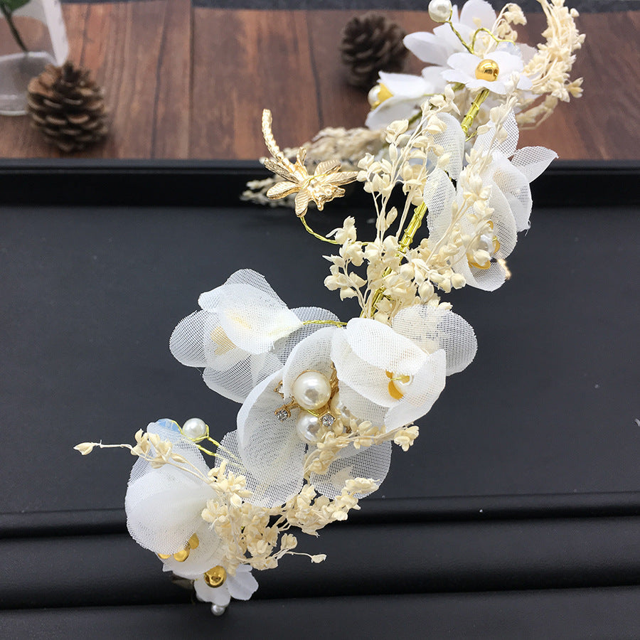 Wedding Hair Accessory with Dried Baby's Breath Floral Headband for Bride