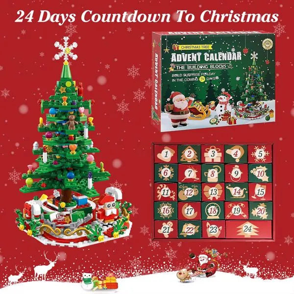 Christmas Tree Building Toy with Countdown Calendar - 701 Pcs