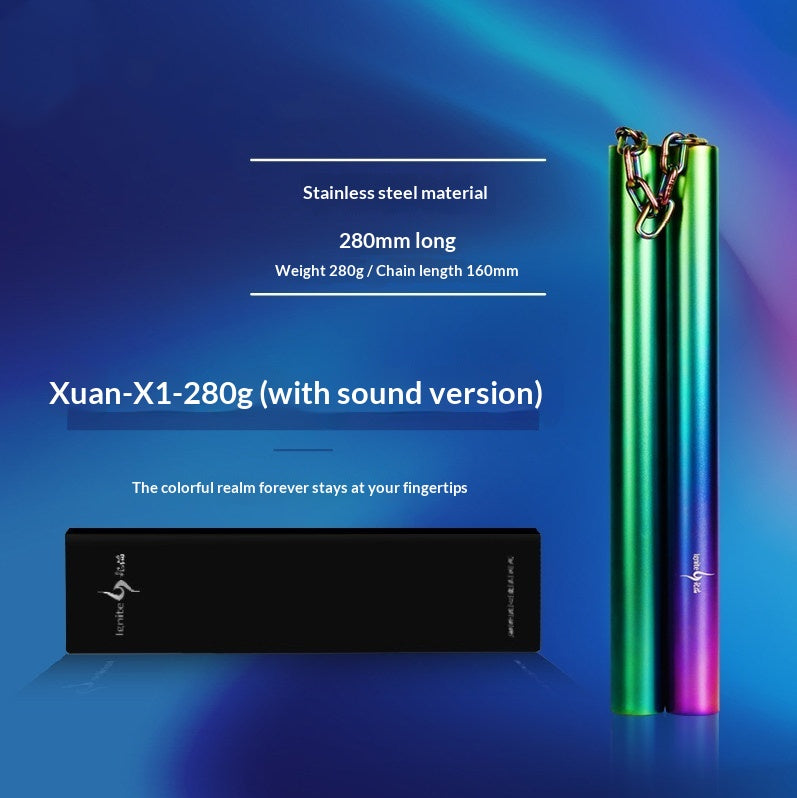 Stainless Steel Gradient Color Nunchaku Training Equipment for Martial Arts