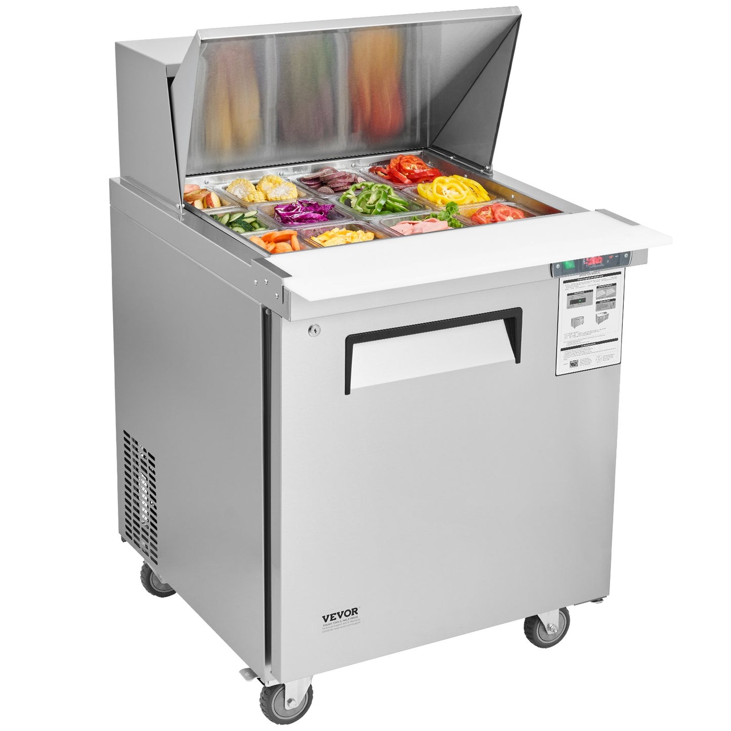Commercial Refrigeration Sandwich Prep Table 28 Inch with 1 Door & 12 Pans