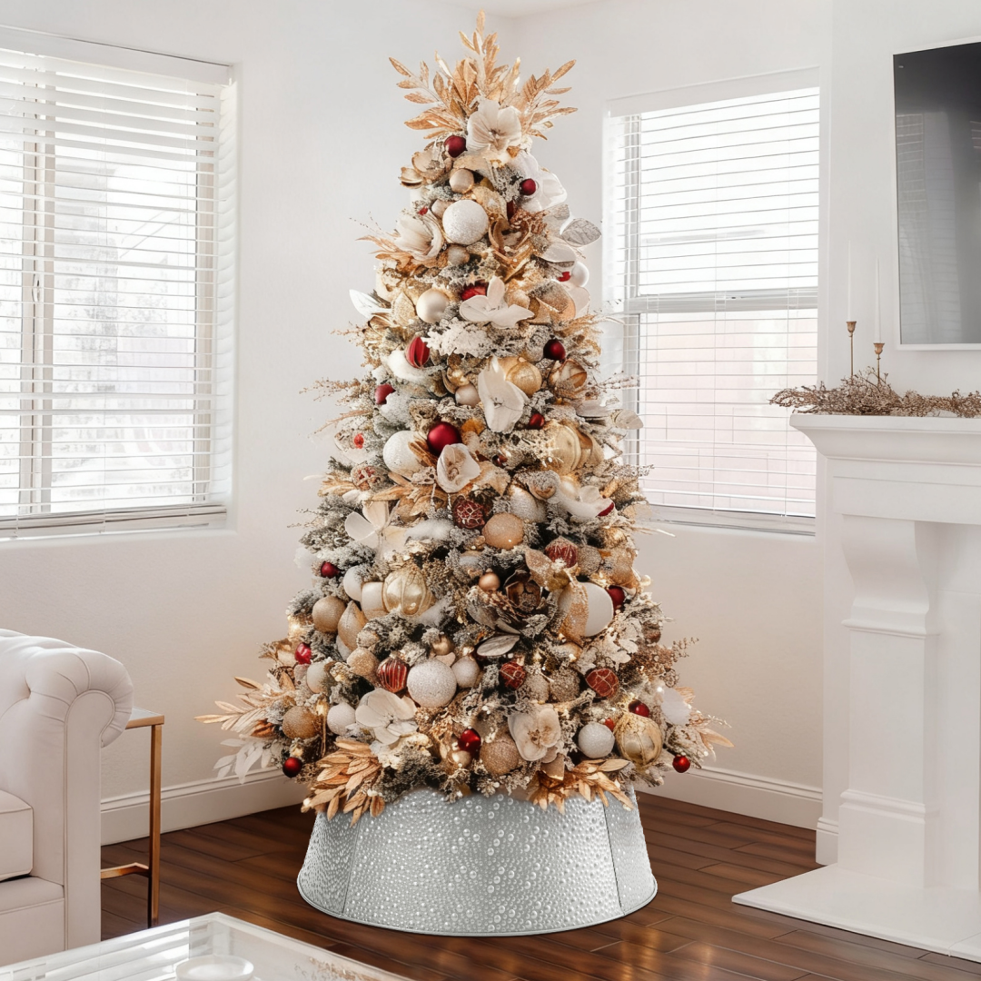 Metal Christmas Tree Collar - Durable Waterproof Tree Base Cover