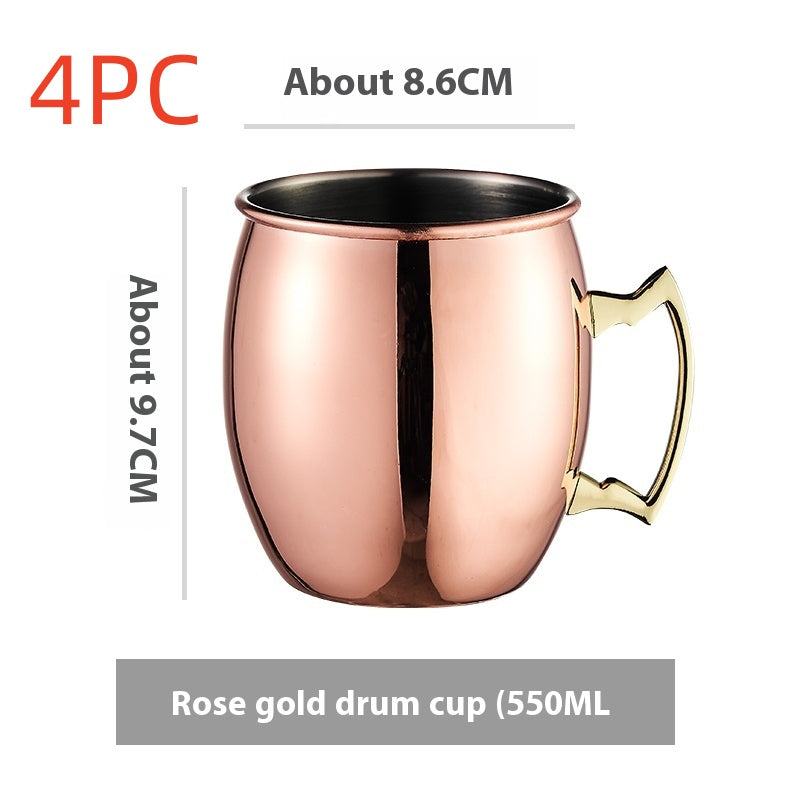 Stainless Steel Moscow Mule Cup Set - Copper Plated Drinkware for Bar & Home
