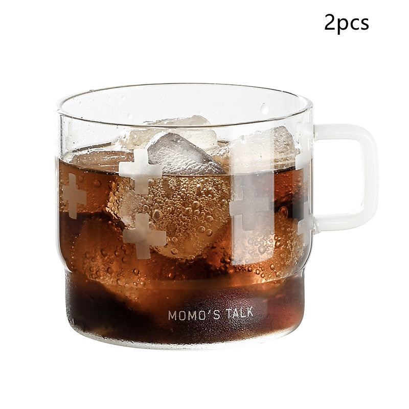 High Temperature Resistant Glass Cup - Clear Drinkware with Dot & Cross Patterns