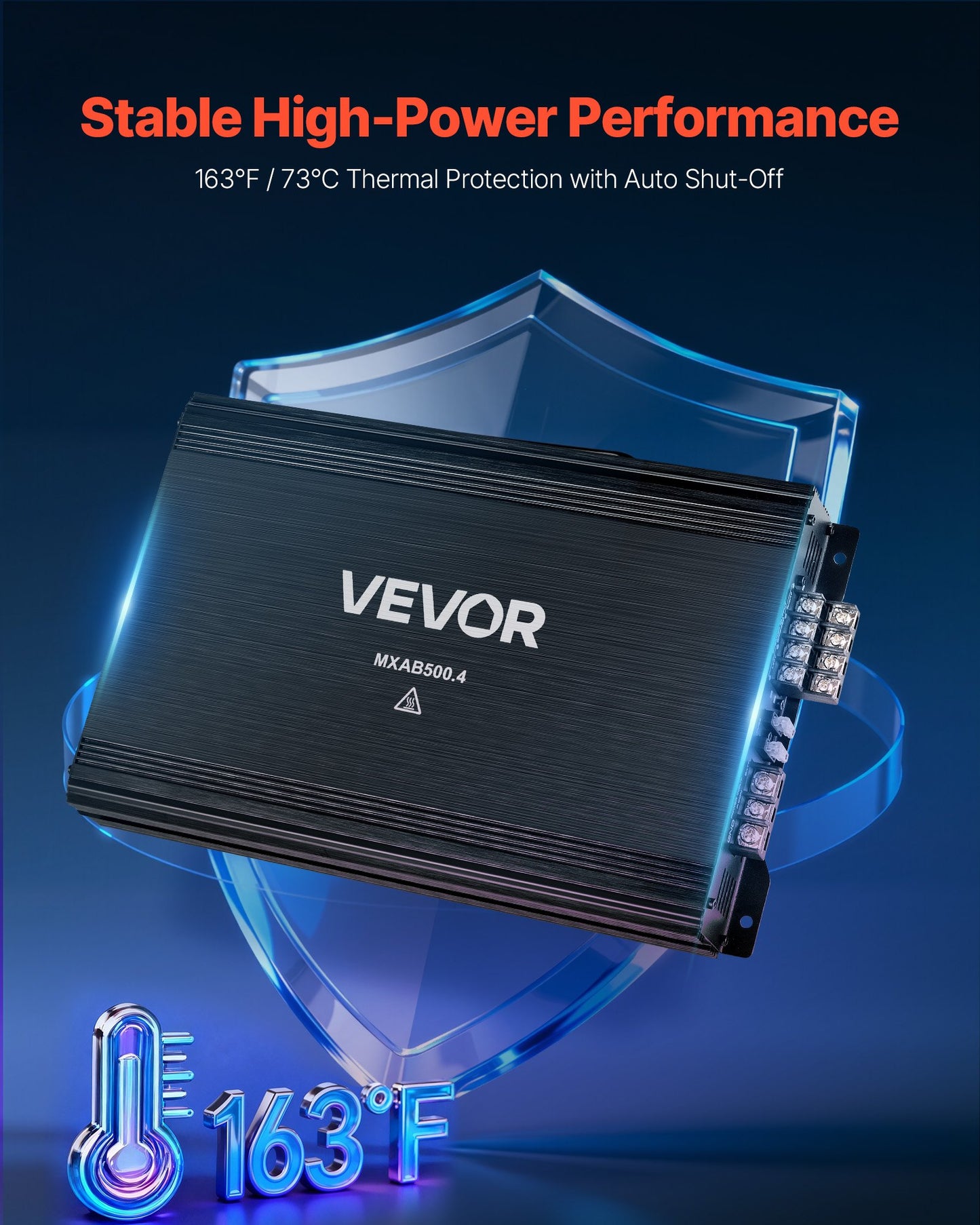 4 Channel Car Amplifier 2 Ohm Stable Bridgeable Class A/B 250W/500W for Car SUV Truck