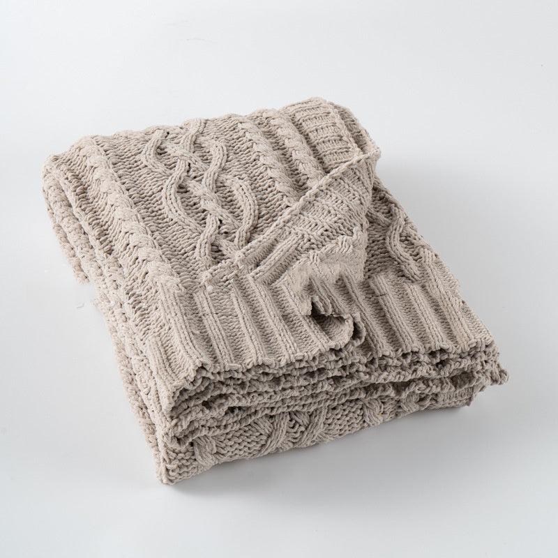 Heavy Weight Knitted Blanket - Thick Chenille Bed Cover for Home & Bedroom