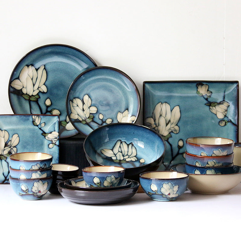 Hand-Painted Ceramic Bowls and Plates - Creative Under-glaze Dinnerware Set