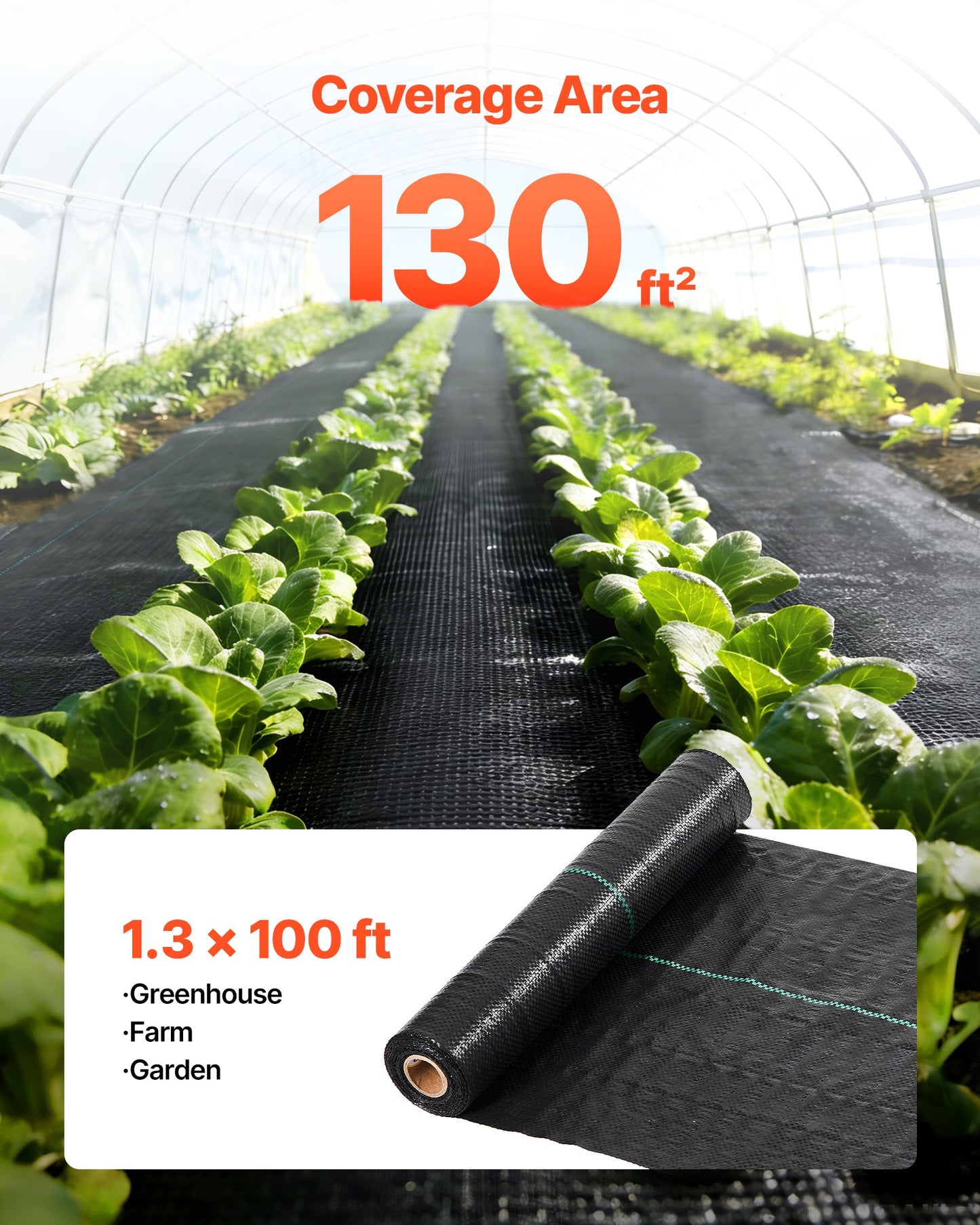 Heavy Duty Weed Barrier Fabric 1.3x100FT Landscape Ground Cover for Gardens