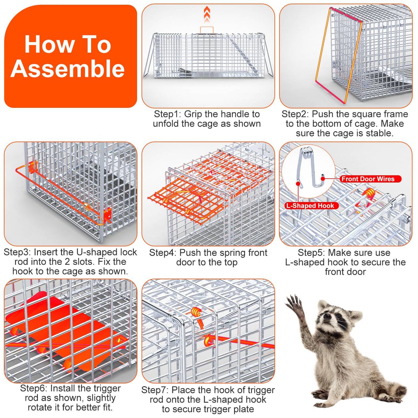 Humane Live Animal Trap - Folding Cat Trap 37x14x15 in