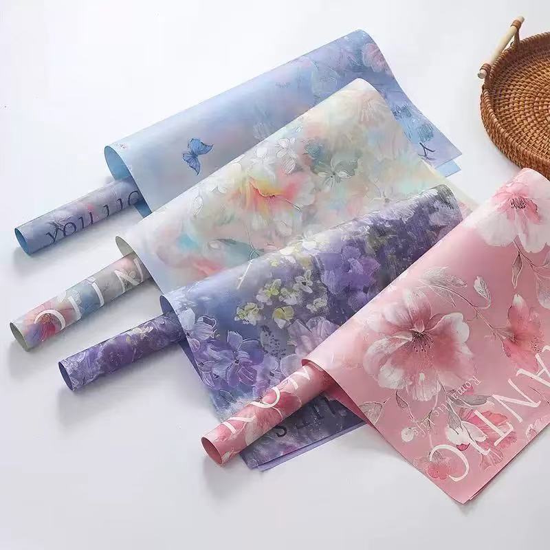Double-Sided Flower Wrapping Paper - 10 Sheets, 35x50cm