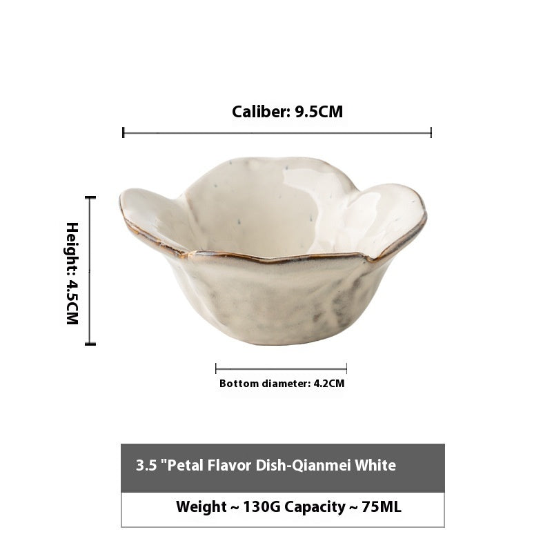Ceramic Petals Seasoning Dish - White Porcelain Tableware for Kitchen