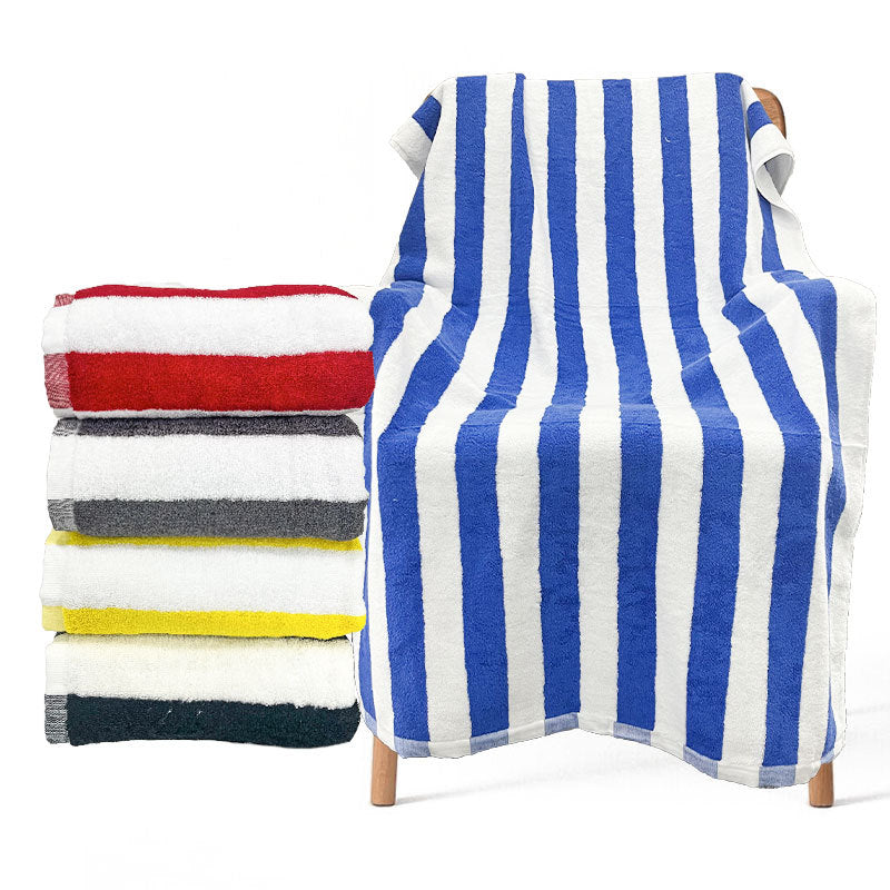 Extra Large Cotton Beach Towel with Striped Pattern - 70x150cm, Multiple Colors