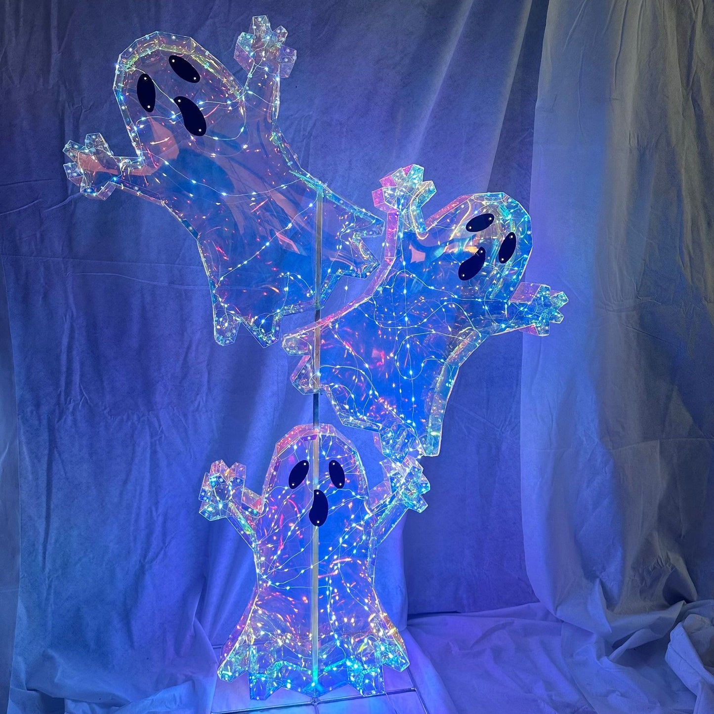 Halloween Ghosts Decoration Set - Three Ghosts Festive Ornaments USB Powered