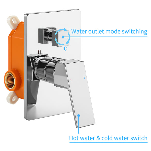 Rain Shower System Chrome 10 Inch Square Rainfall Shower Head with Handheld Sprayer & Tub Spout