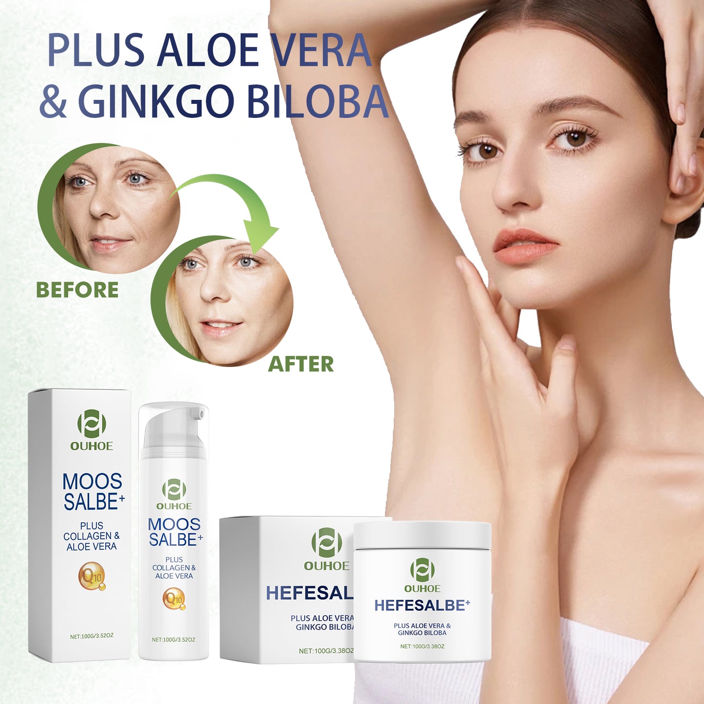 Aloe Vera & Ginkgo Biloba Anti-Aging Facial Cream - Moisturizing Skin Care