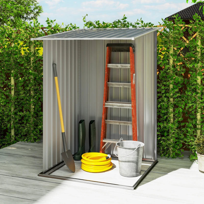 Galvanized Steel Garden Storage Shed with Lockable Door - Gray, 39x40 Inches