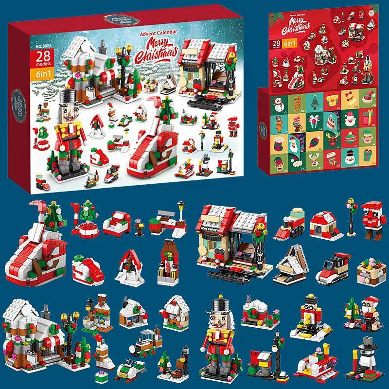 Christmas Building Block Set with Nutcracker Sled & Tree Decorations