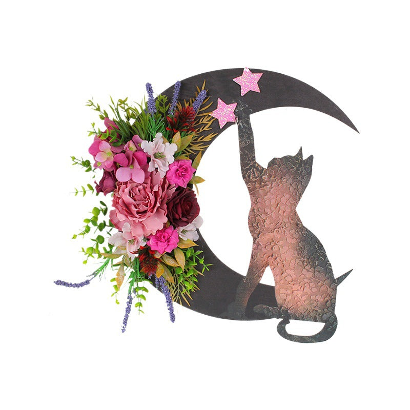Moon Cat Garland Door Pendant - Flowers