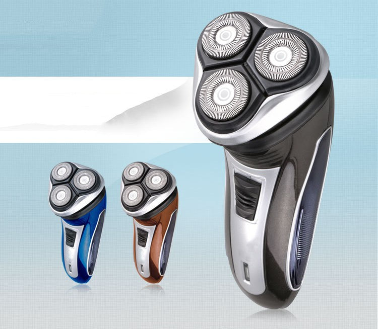 Men's Rechargeable 3-Blade Electric Shaver with Trimmer - Waterproof, Compact