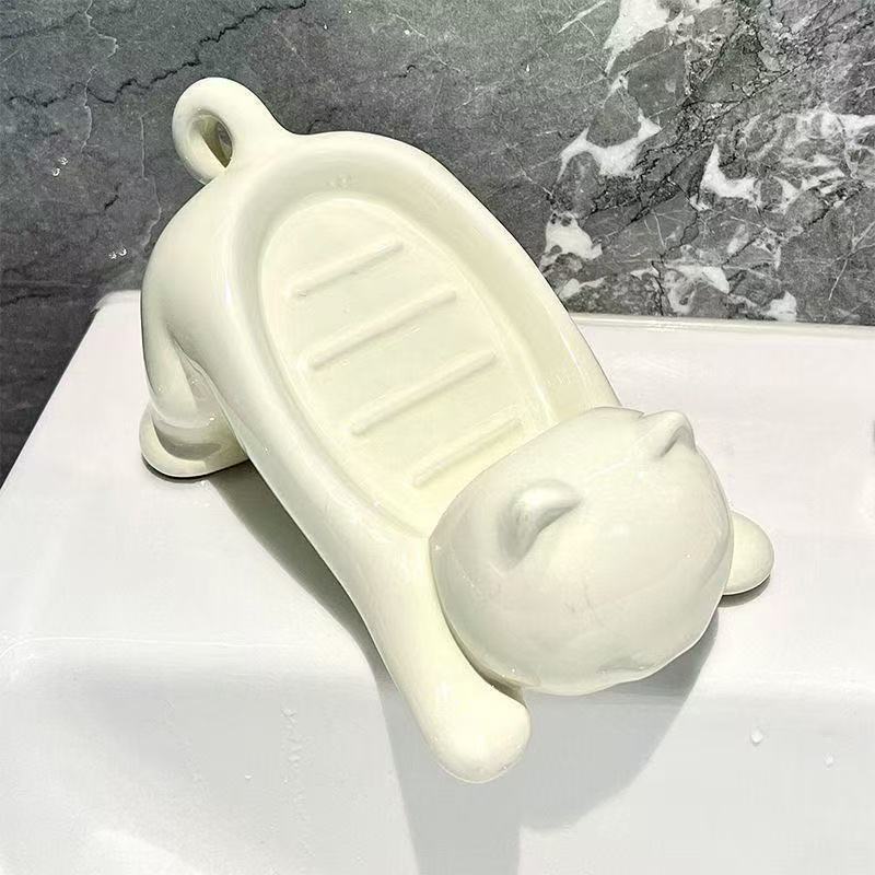 White Plastic Soap Box - Creative Draining Bathroom Storage 16x9x15cm
