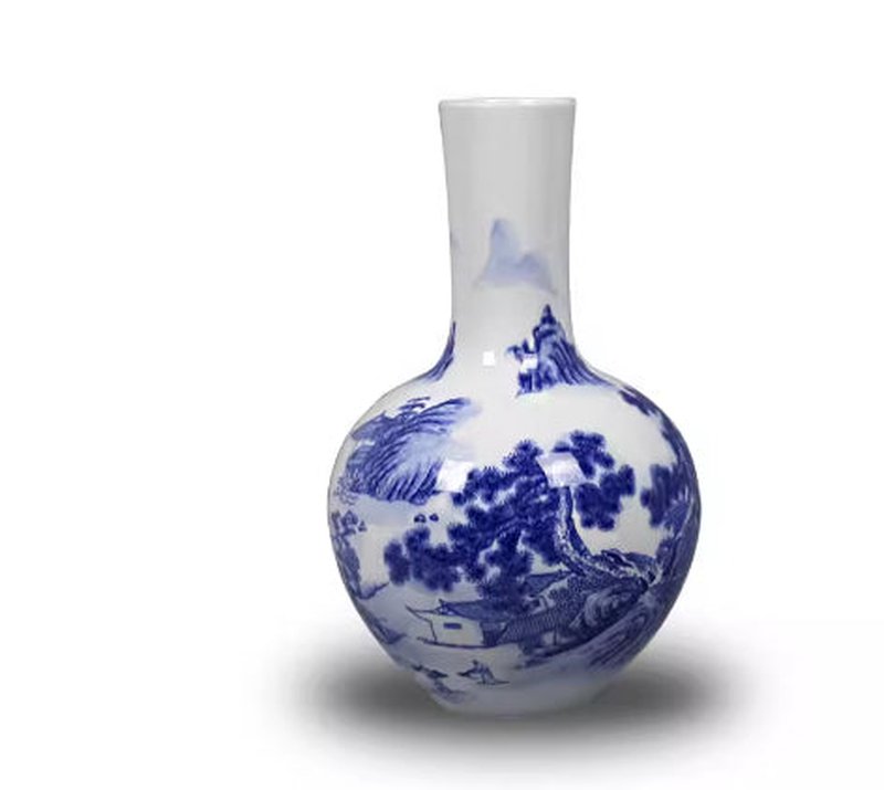 Blue and White Porcelain Vase Ornament - Ceramic Home Decor