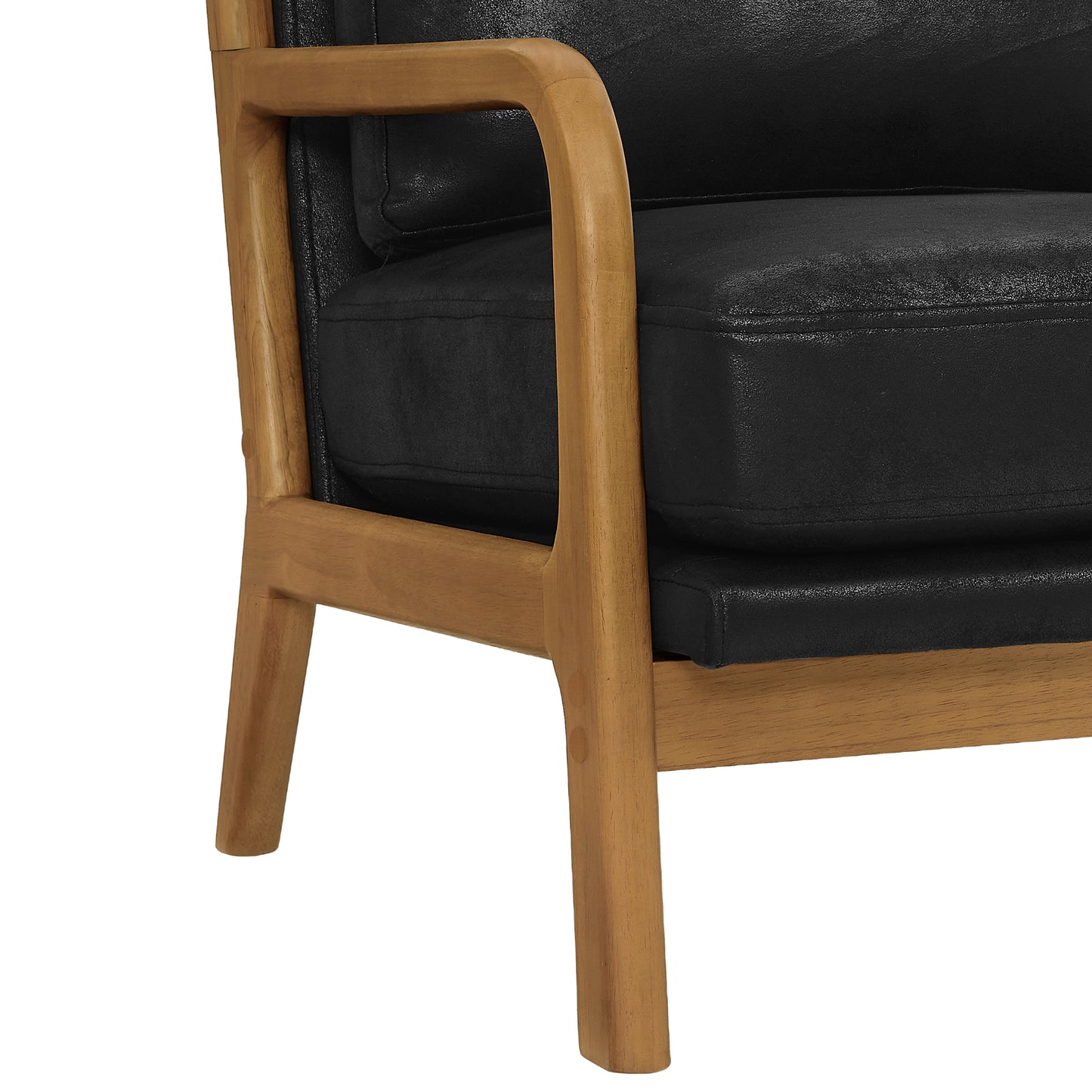 Mid-Century Modern Wooden Lounge Chair - Black