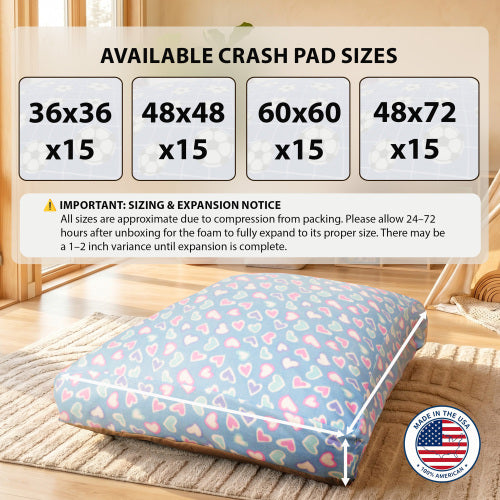 Sensory Crash Pad for Kids & Adults - Removable, Washable, Foam Blocks, Non-Slip, 60" x 60"