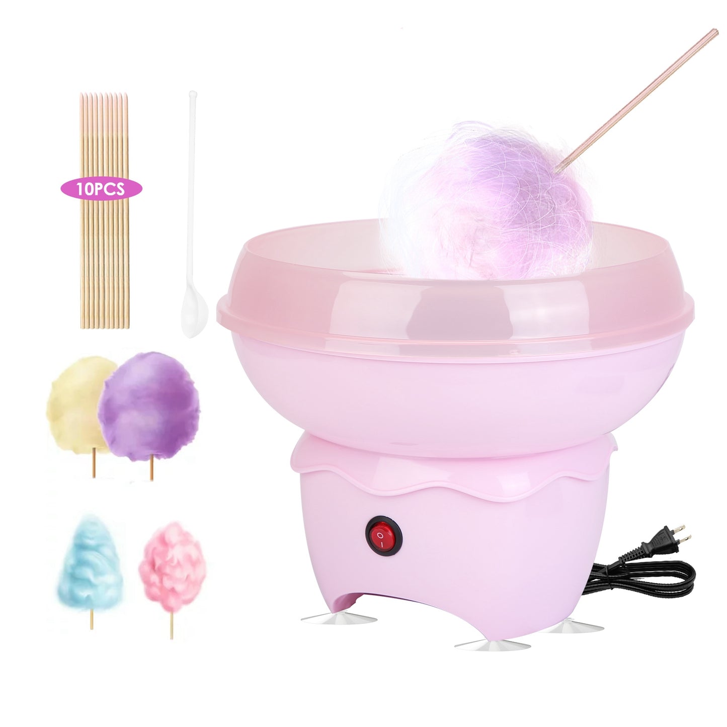 Pink Cotton Candy Maker Portable Electric Kitchen Appliance for Kids