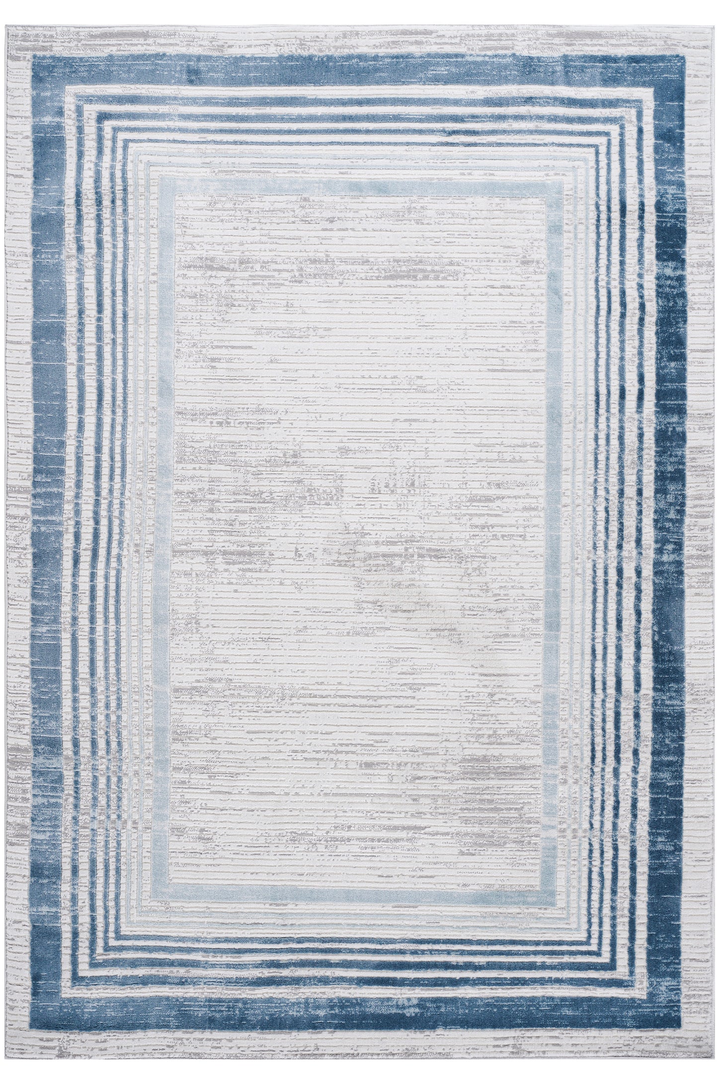 MARFI 6X9 Blue Ivory Bordered Area Rug