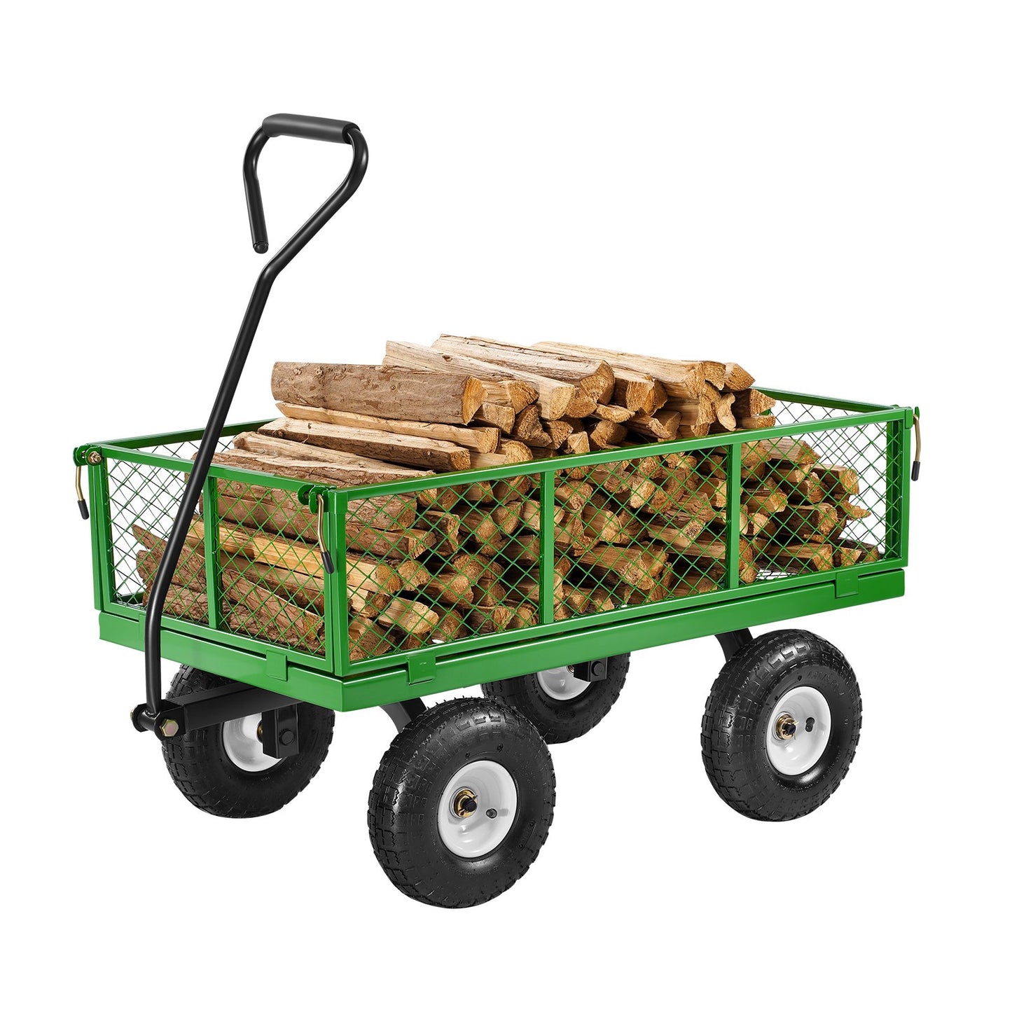 Heavy Duty Steel Garden Cart on Wheels - 900 Lb Capacity with Removable Mesh Sides and 10' Tires