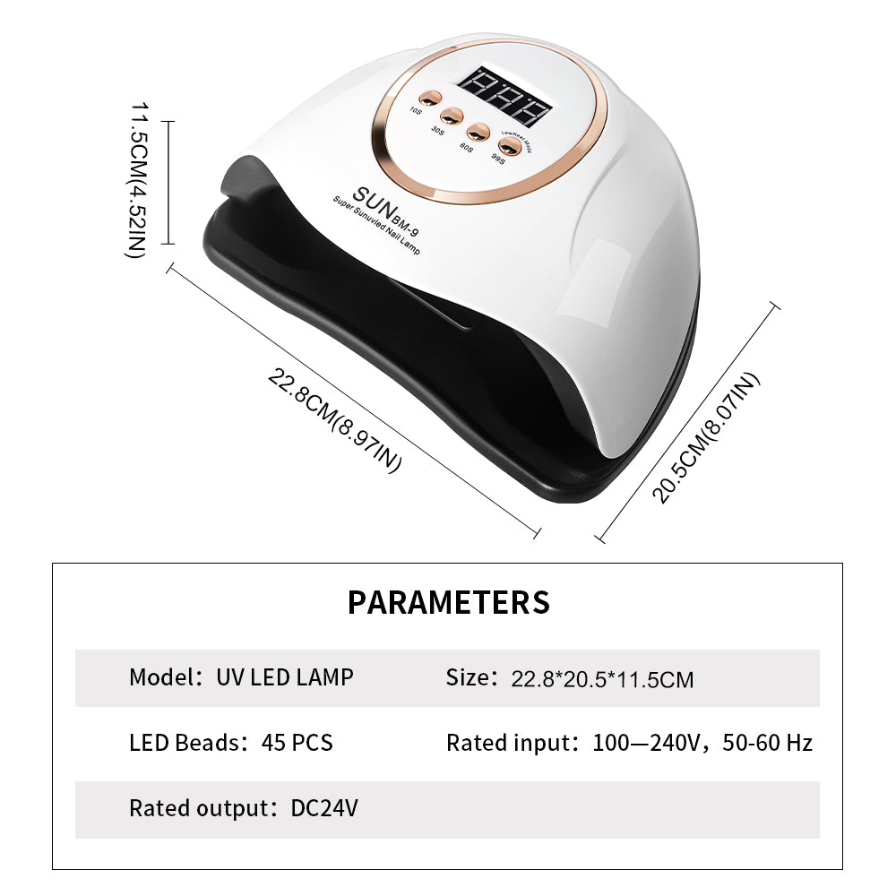Professional 45-Bead UV LED Nail Lamp with Timer & Smart Sensor - BM9