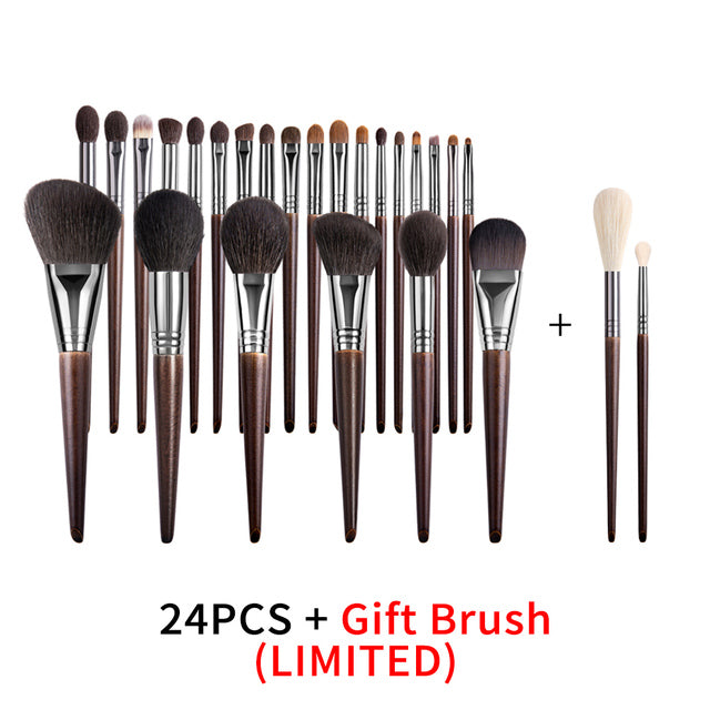 Natural Makeup Brush Set with Goat Hair - 22/24 Pieces for Face & Eyes