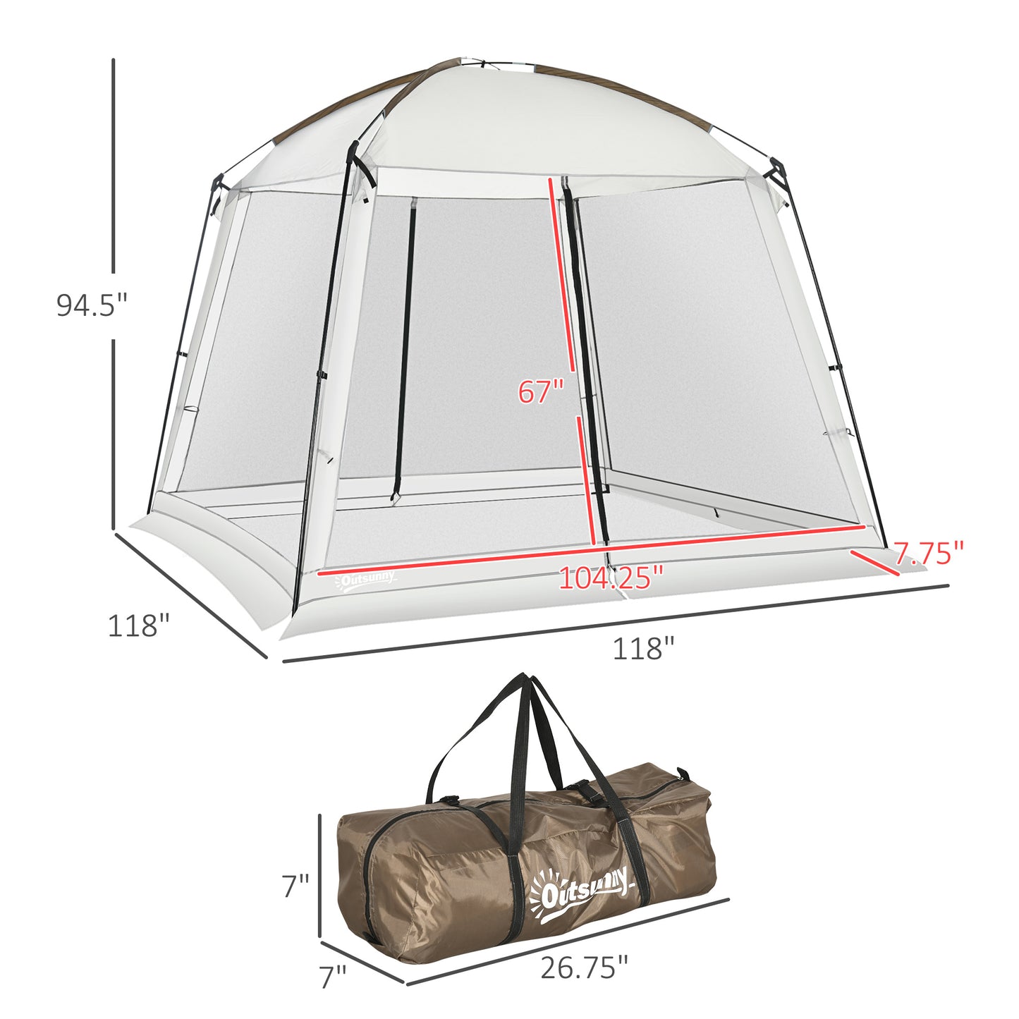10x10 Screen Tent with UV50+ Protection - Easy Setup for 6-8 People