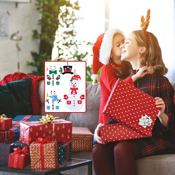 DIY Felt Christmas Snowman Hanging Decoration Set - 54 Pcs