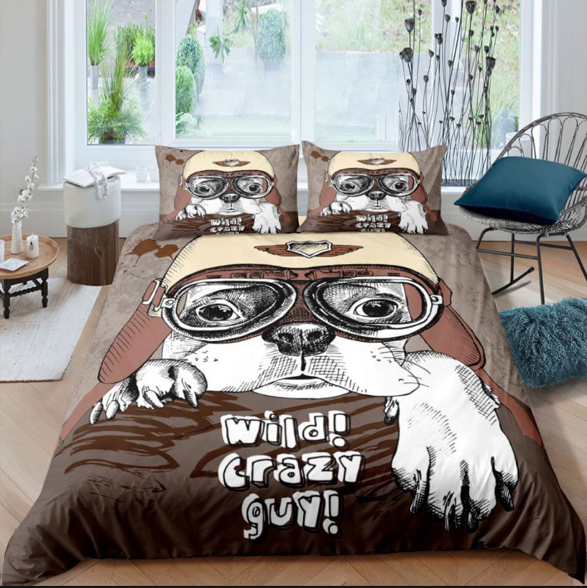 3D Pug Digital Printing Bedding Set - Modern Home Textiles