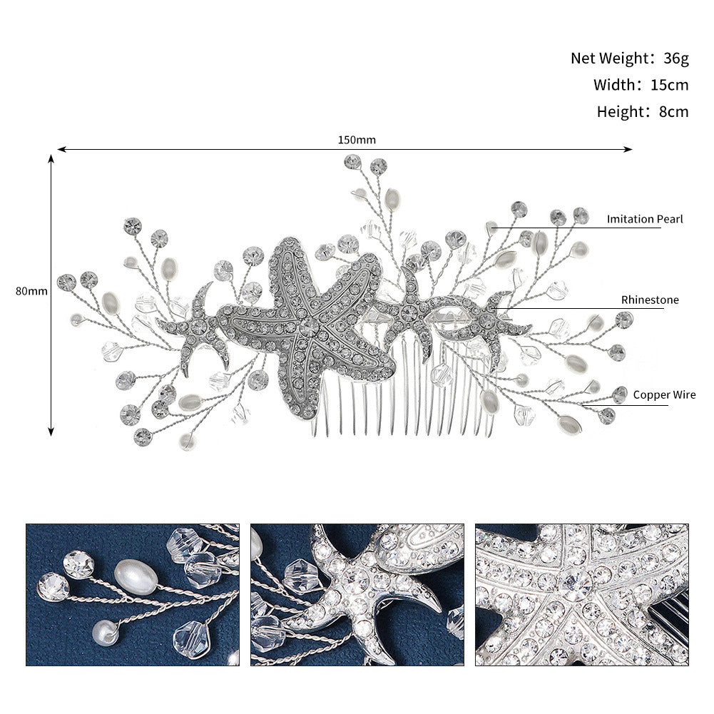 Silver Bridal Hair Headdress - Wedding Headwear