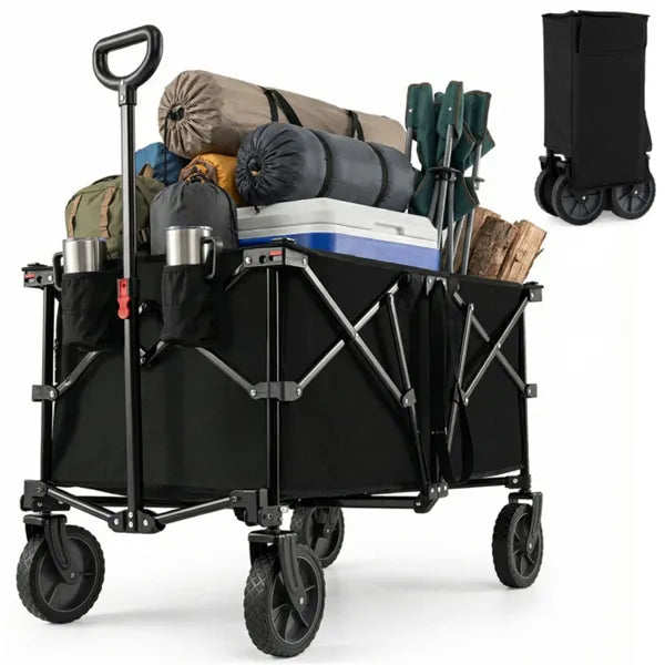 Black 400 Lbs Heavy-Duty Collapsible Wagon Cart With All-Terrain
