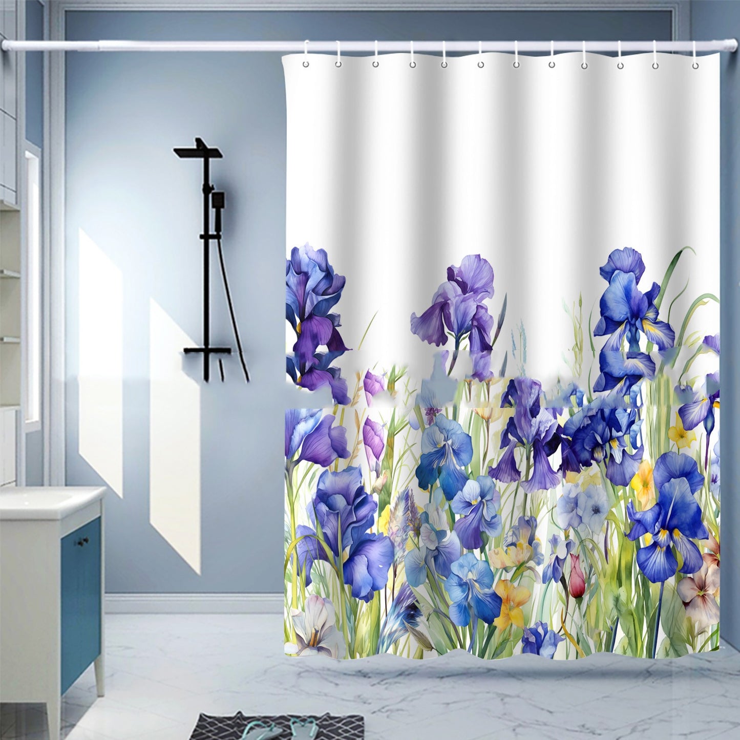 Waterproof Digital Printing Shower Curtain - Punch-Free European Style 183x214cm