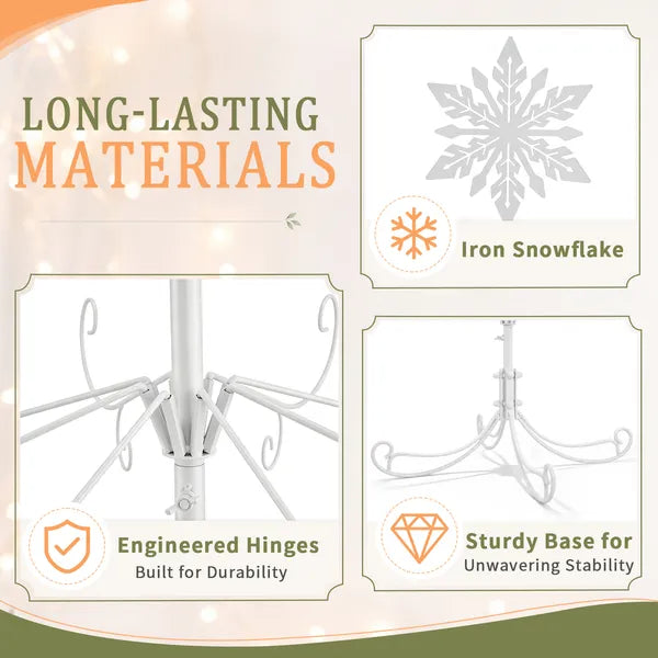 6ft White PVC Artificial Christmas Tree with Snowflake Topper
