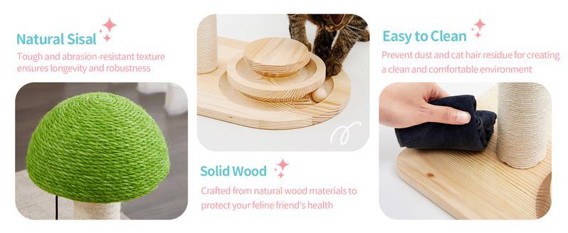 Cat Scratching Post with Sisal Rope and Interactive Track Ball - Wooden 20"