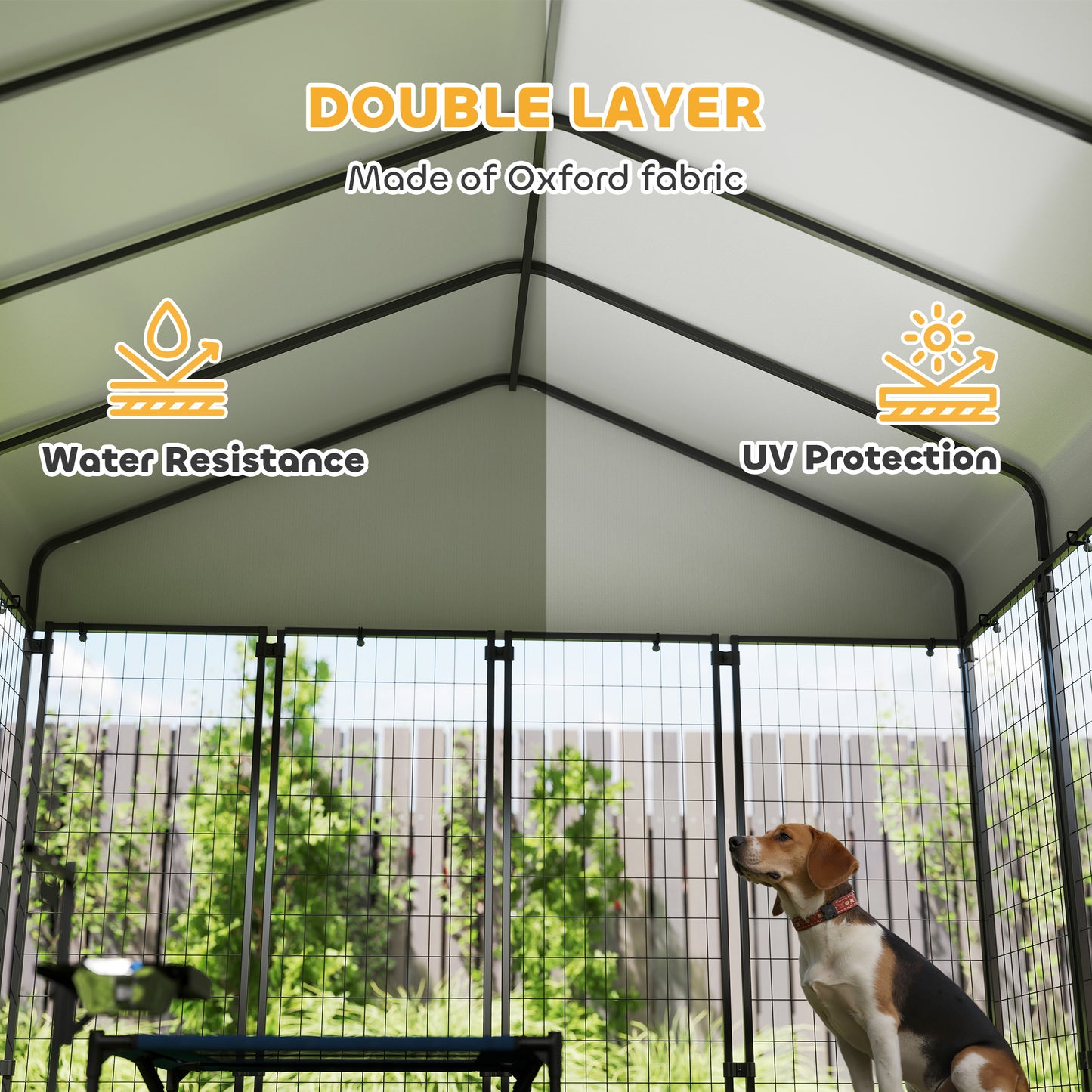 Heavy Duty Outdoor Dog Kennel with Roof, 8x8x6 ft Enclosure, Escape-Proof Lock