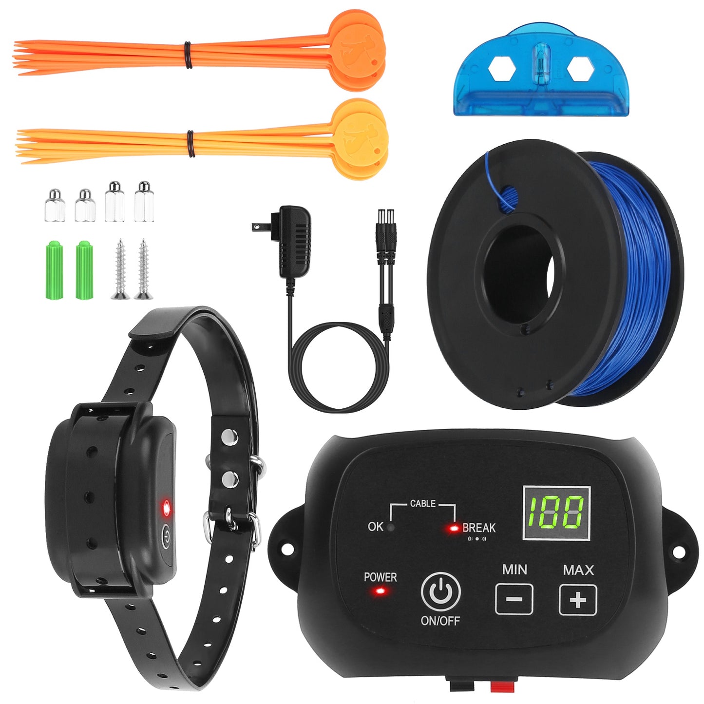 Dog Fence System with Adjustable Containment Collar IPX7 Waterproof Rechargeable