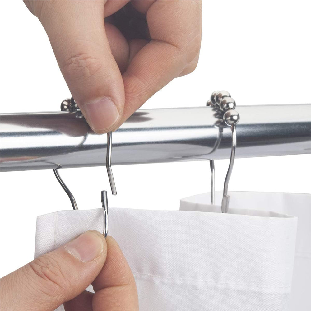 12-Piece Stainless Steel Shower Curtain Hooks Rings Set - Rustproof & Decorative